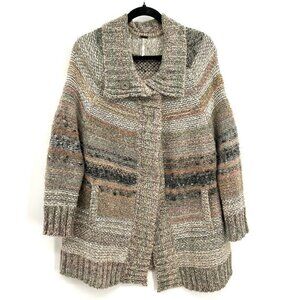 FREE PEOPLE Boho Wool Alpaca Mohair Knit Heavy Cardigan Sweater Size Small
